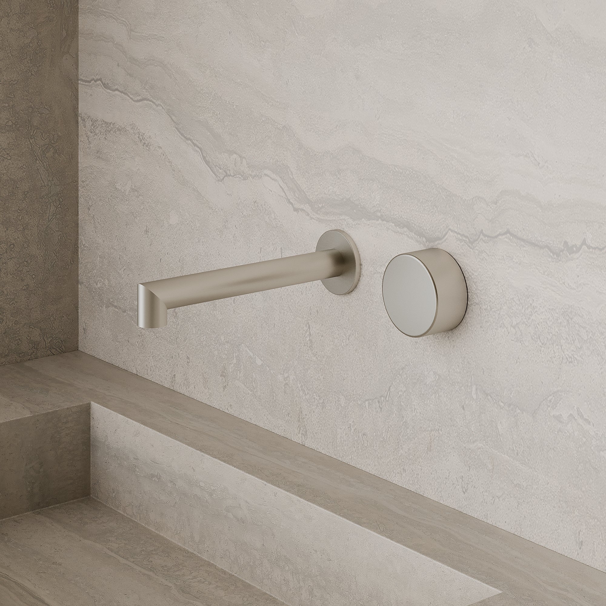 Modern Square Wall-Mounted Faucet with Knob Style Control