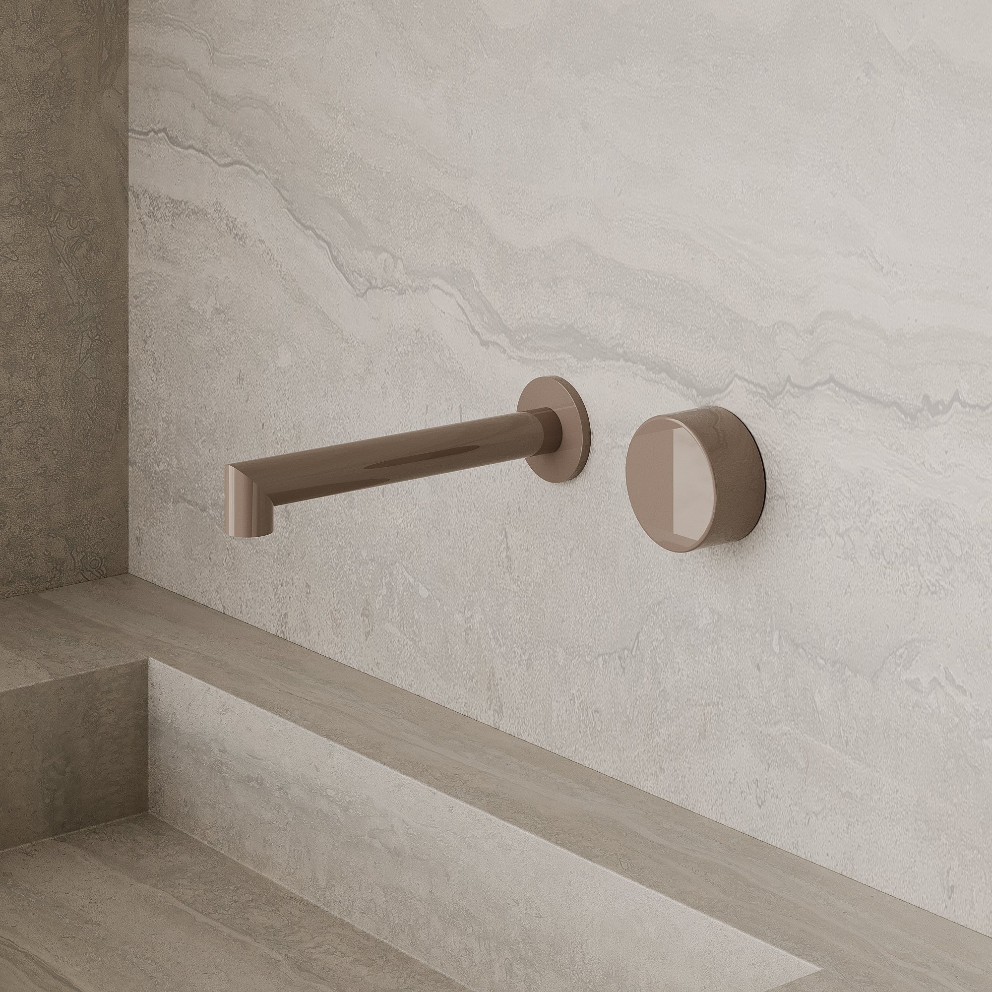 Modern Square Wall-Mounted Faucet with Knob Style Control