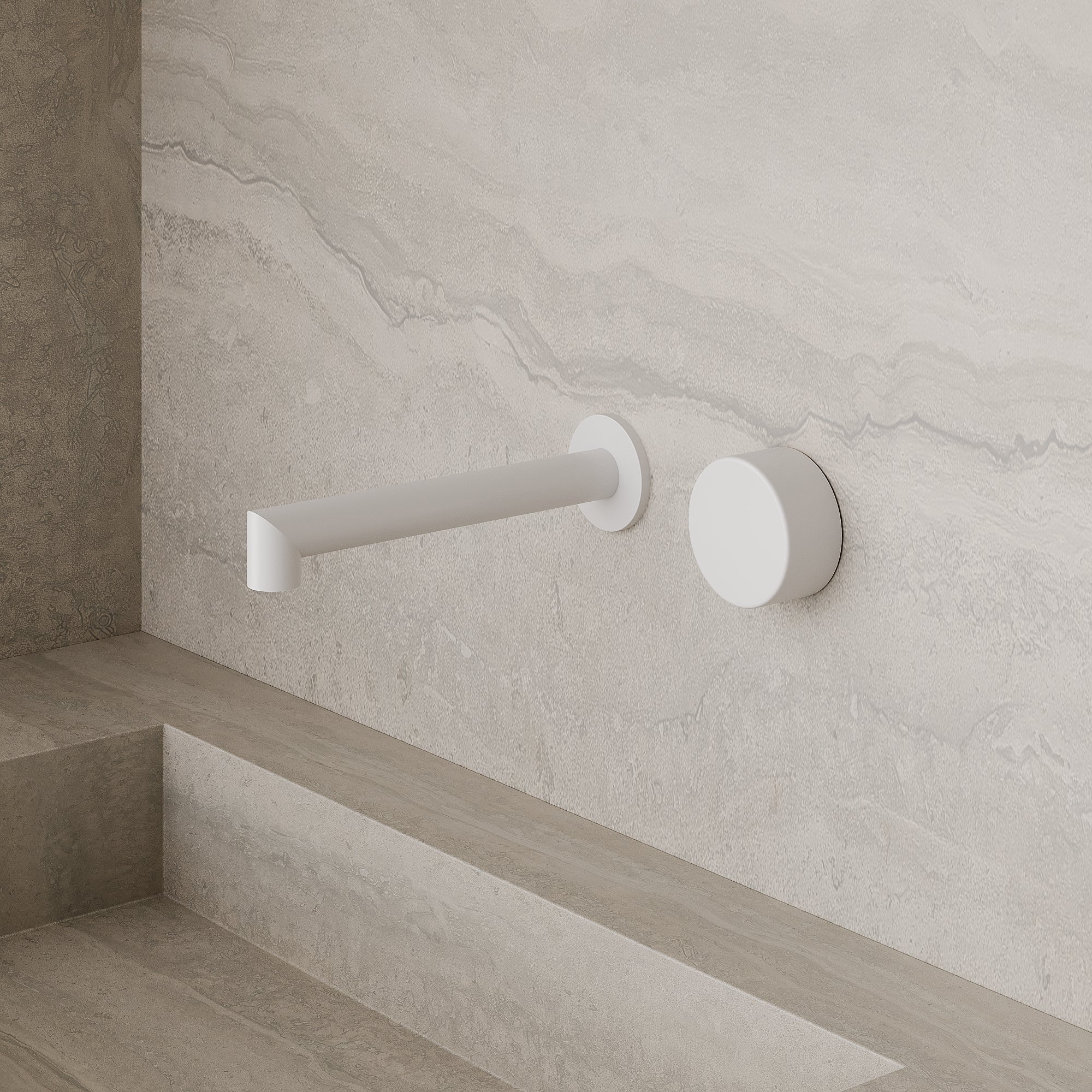 Modern Square Wall-Mounted Faucet with Knob Style Control