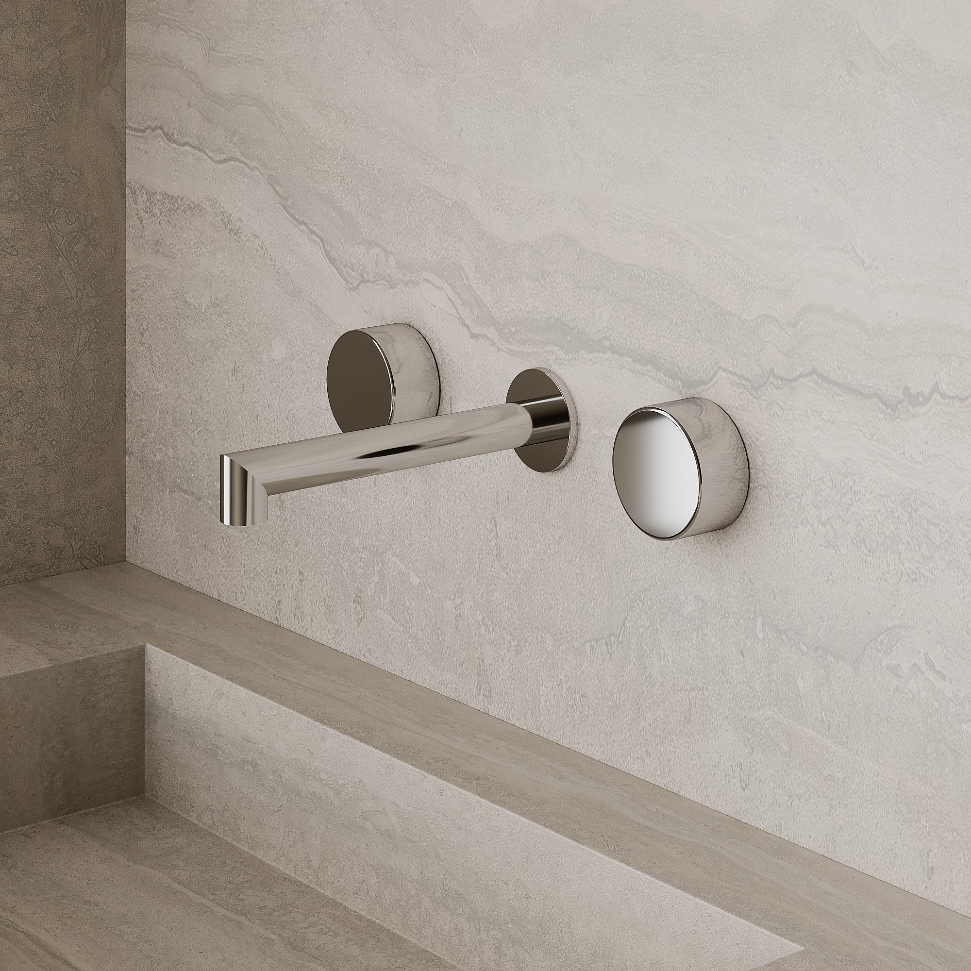 Modern Square Wall-Mounted Faucet with Knob Style Control