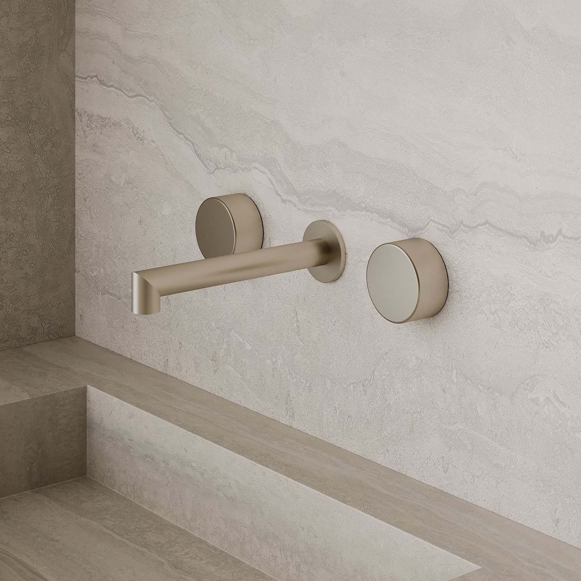 Modern Square Wall-Mounted Faucet with Knob Style Control