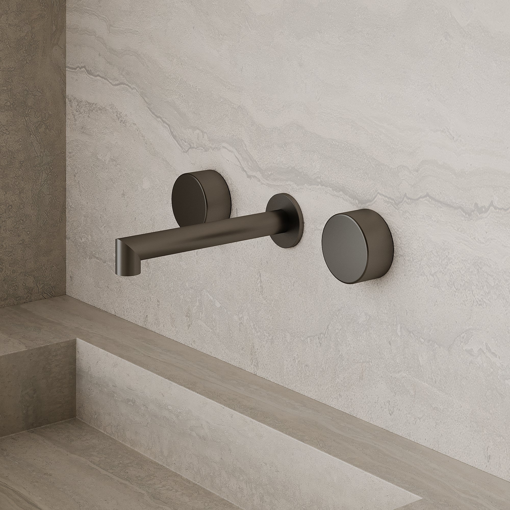 Modern Square Wall-Mounted Faucet with Knob Style Control