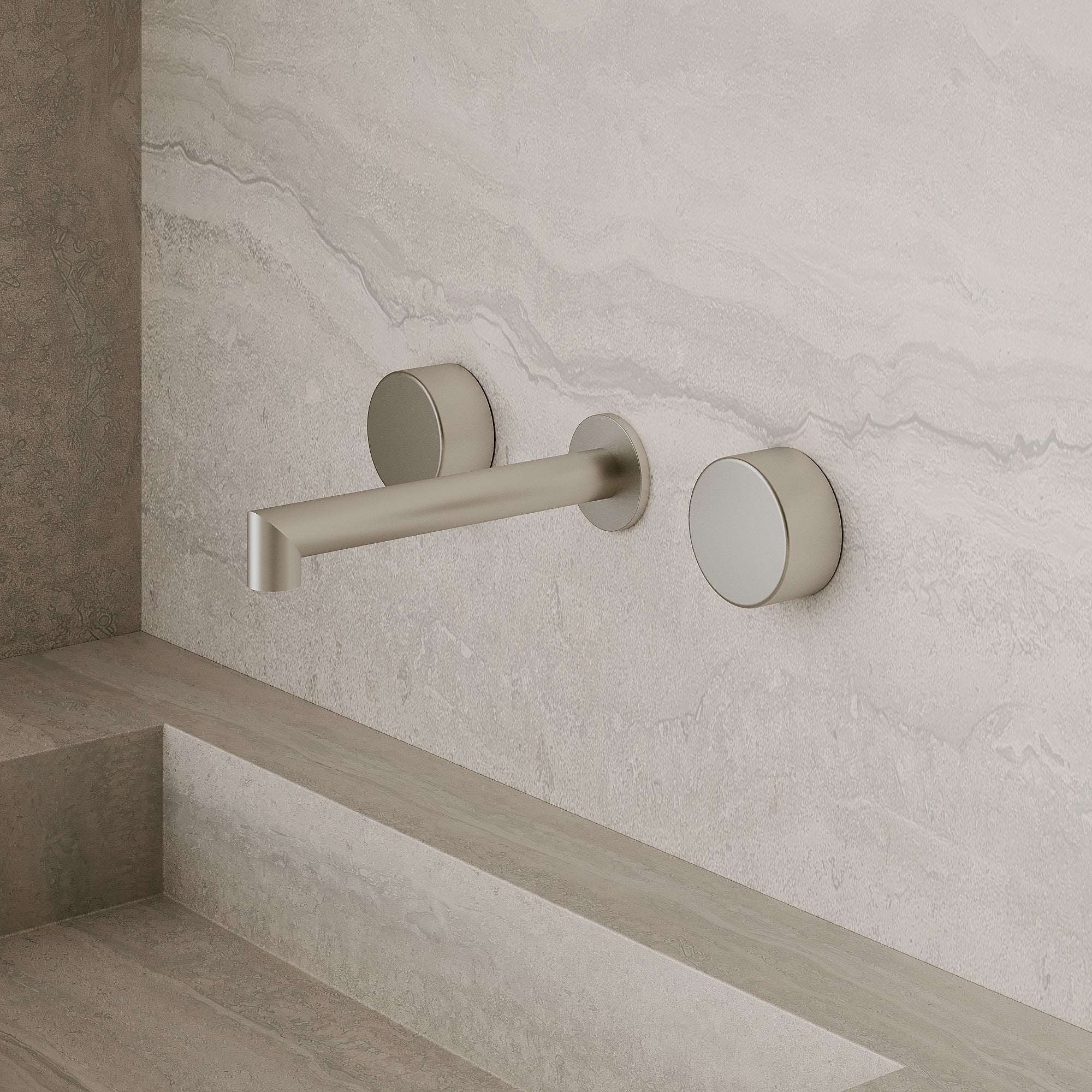 Modern Square Wall-Mounted Faucet with Knob Style Control