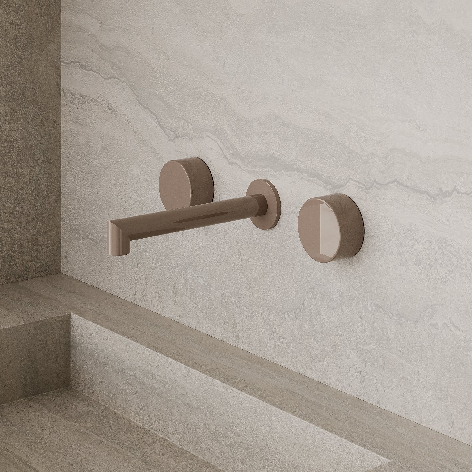 Modern Square Wall-Mounted Faucet with Knob Style Control