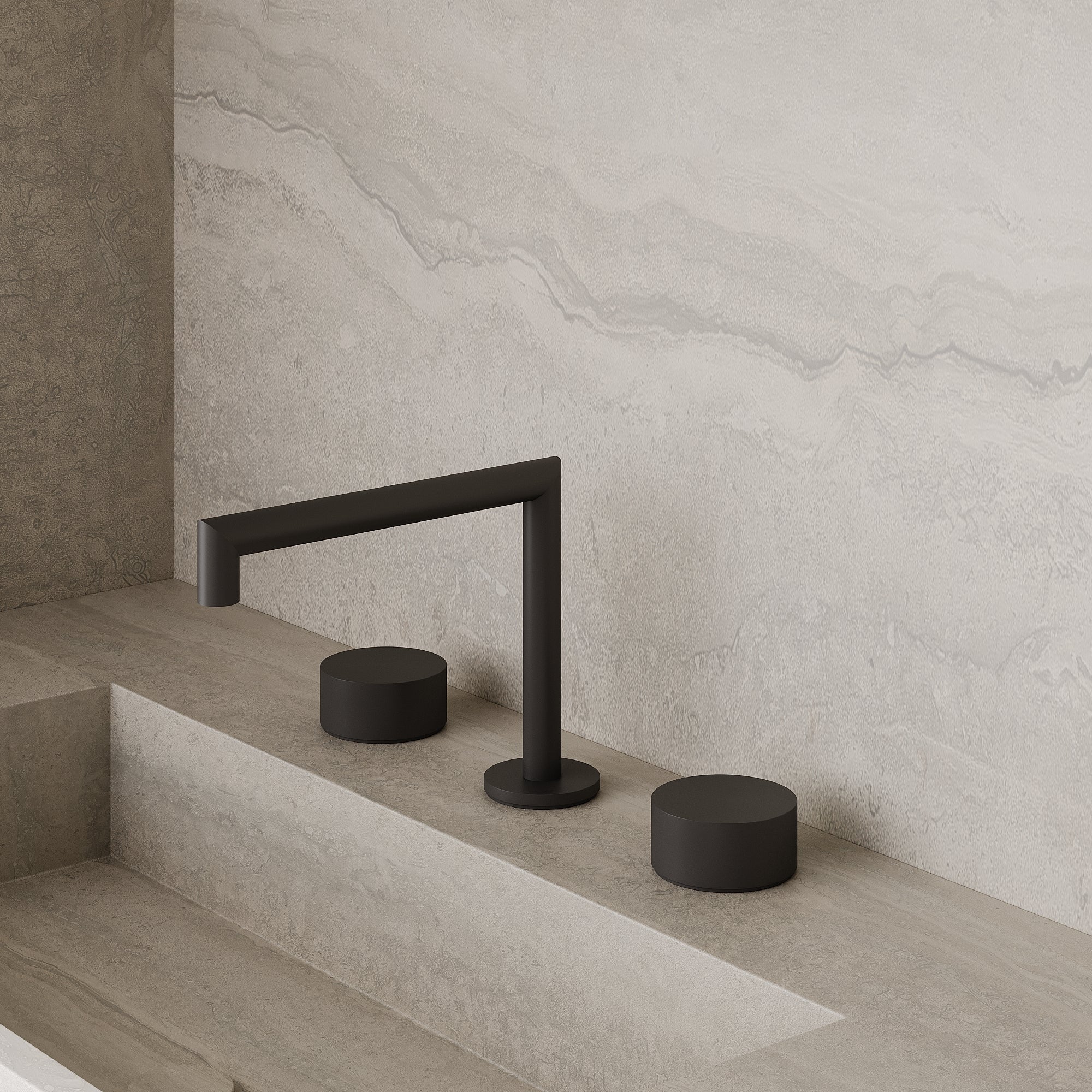 Modern Square Counter-Mounted Faucet with Knob-Style Controls