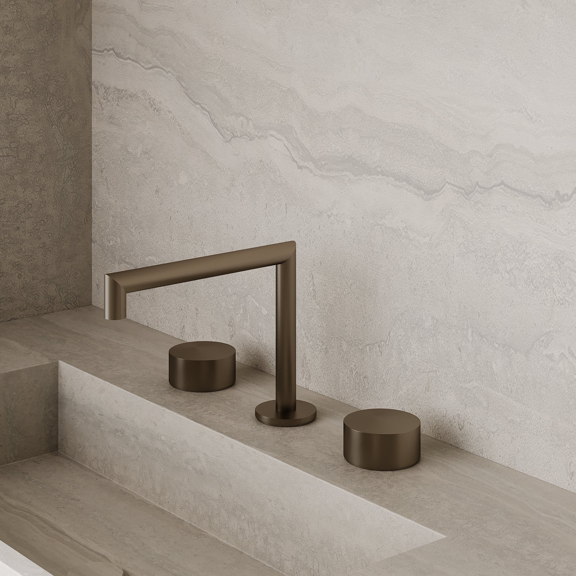 Modern Square Counter-Mounted Faucet with Knob-Style Controls