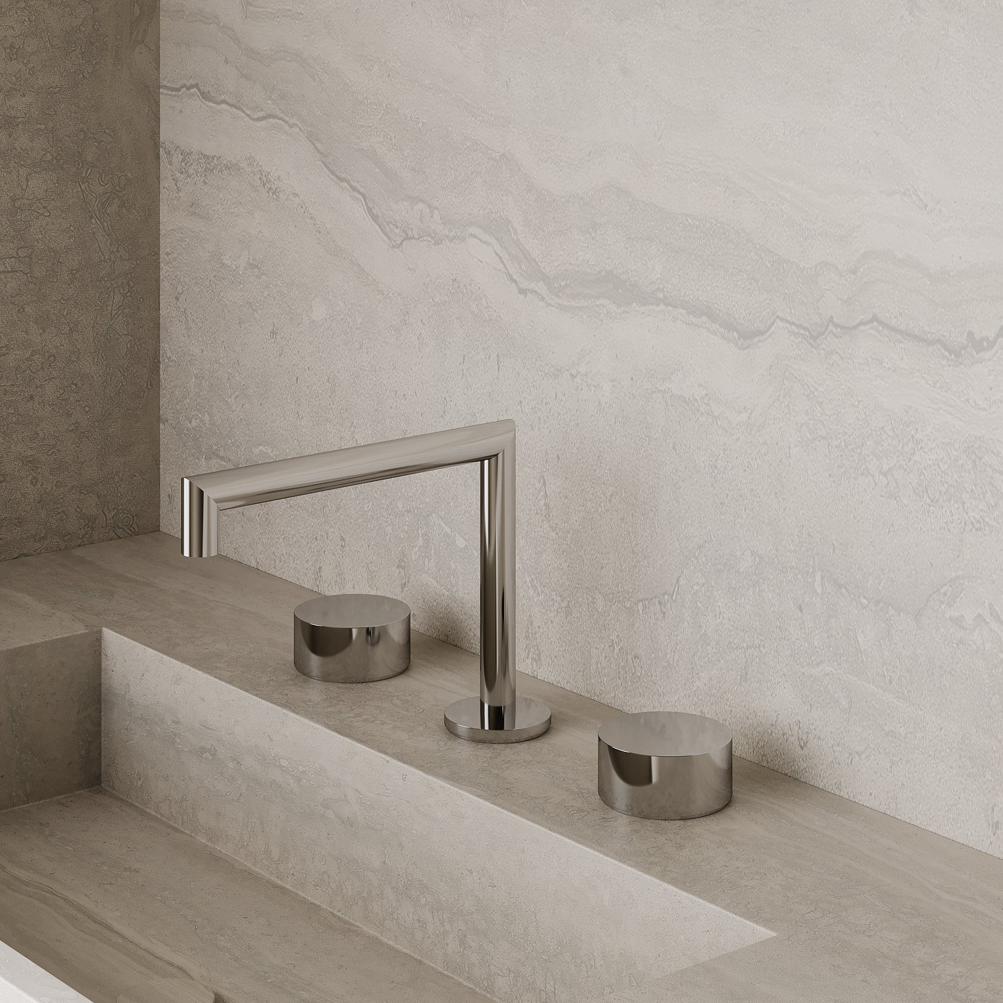 Modern Square Counter-Mounted Faucet with Knob-Style Controls