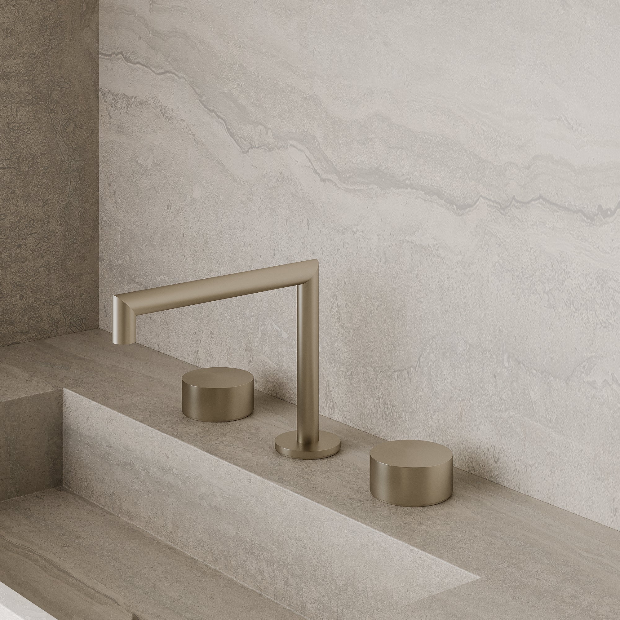 Modern Square Counter-Mounted Faucet with Knob-Style Controls