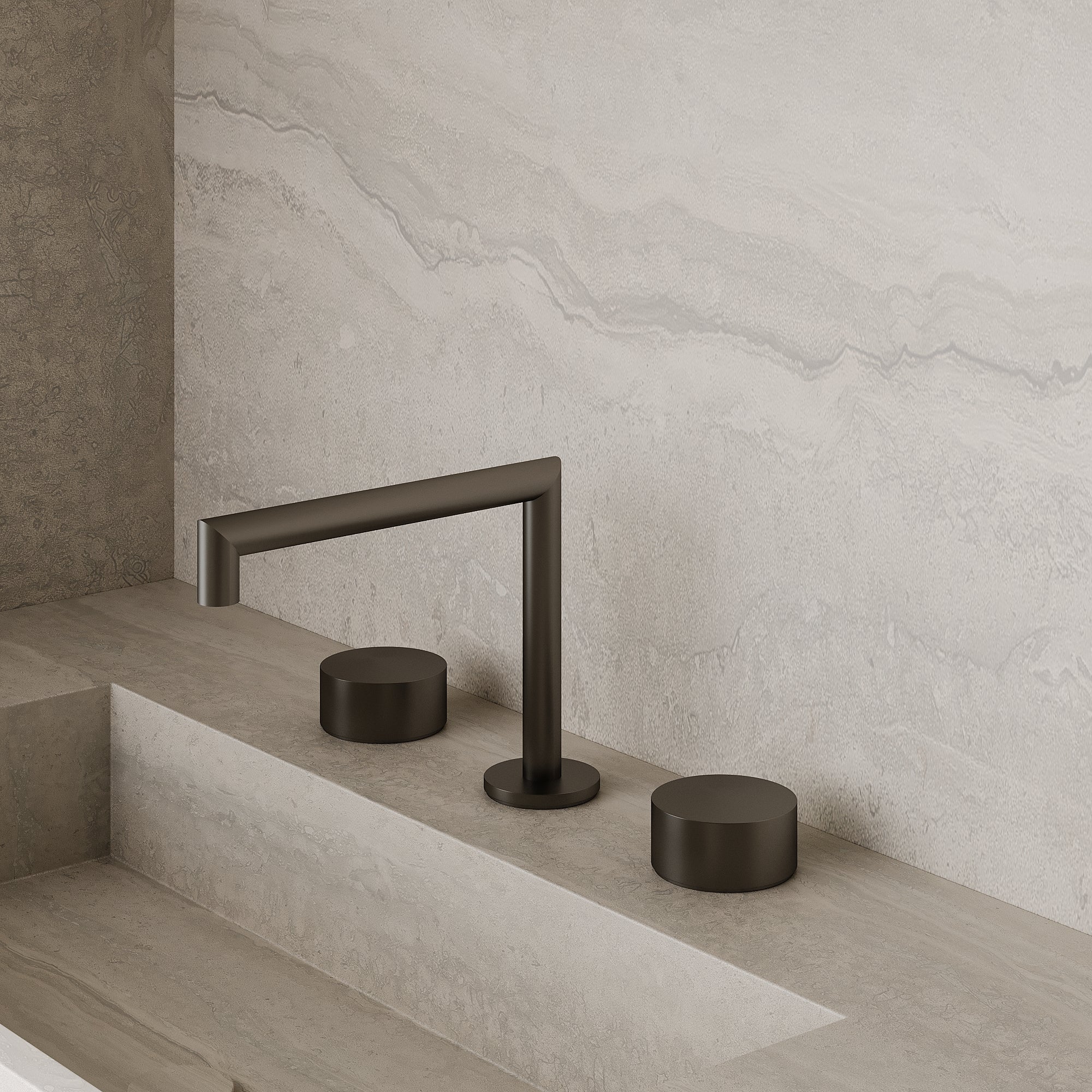 Modern Square Counter-Mounted Faucet with Knob-Style Controls