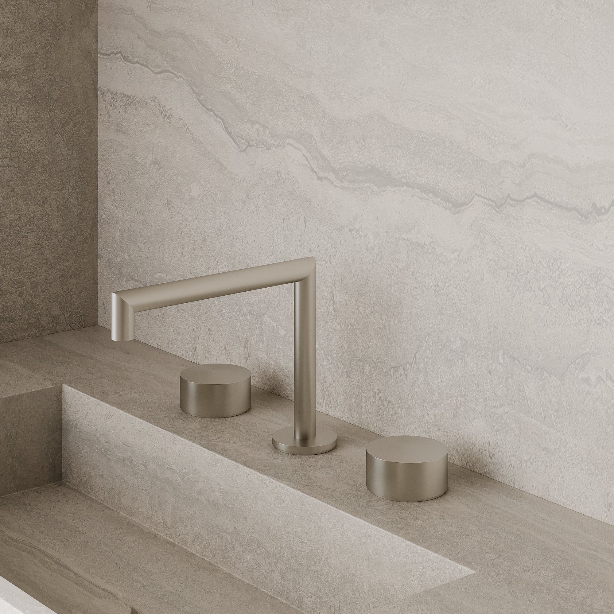 Modern Square Counter-Mounted Faucet with Knob-Style Controls