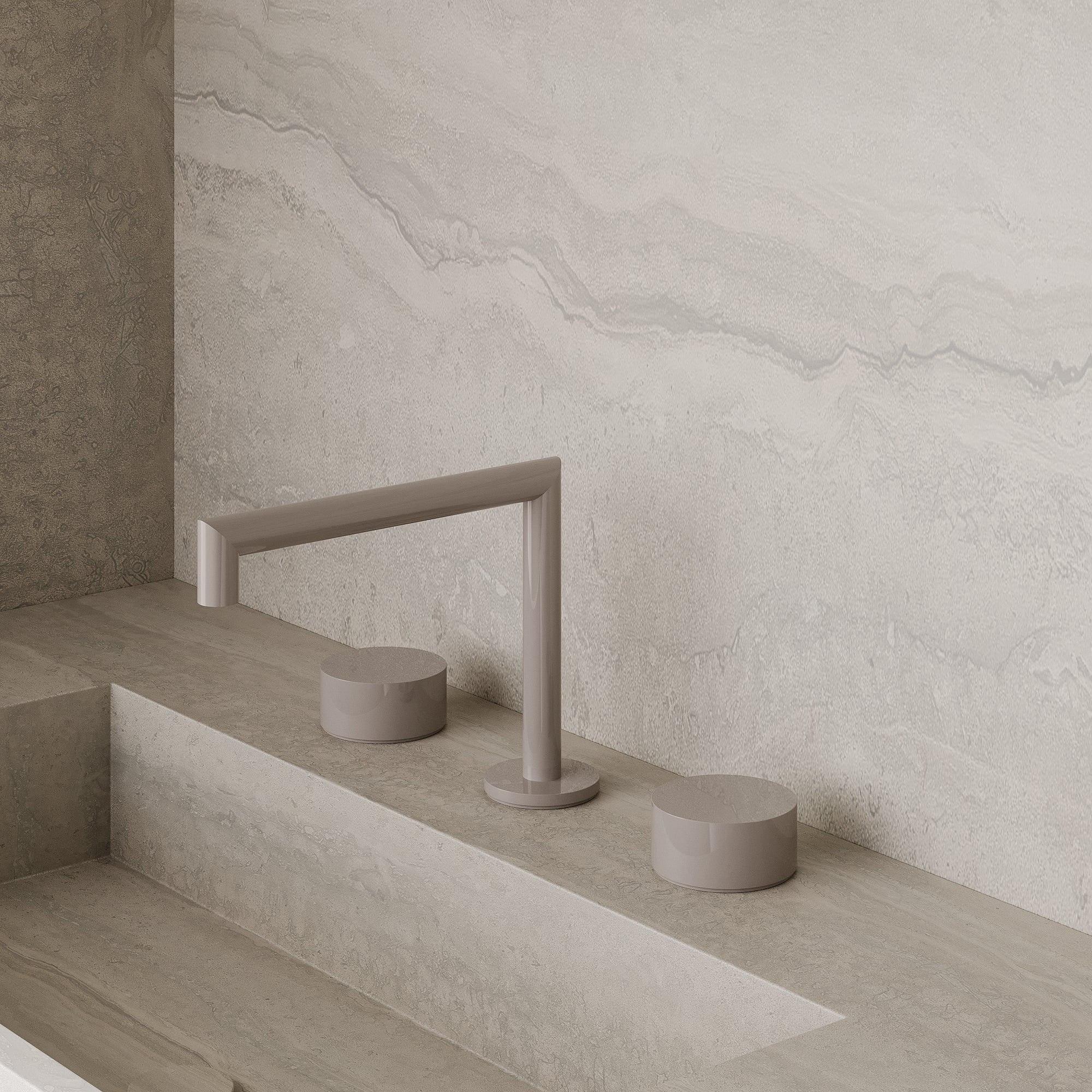 Modern Square Counter-Mounted Faucet with Knob-Style Controls