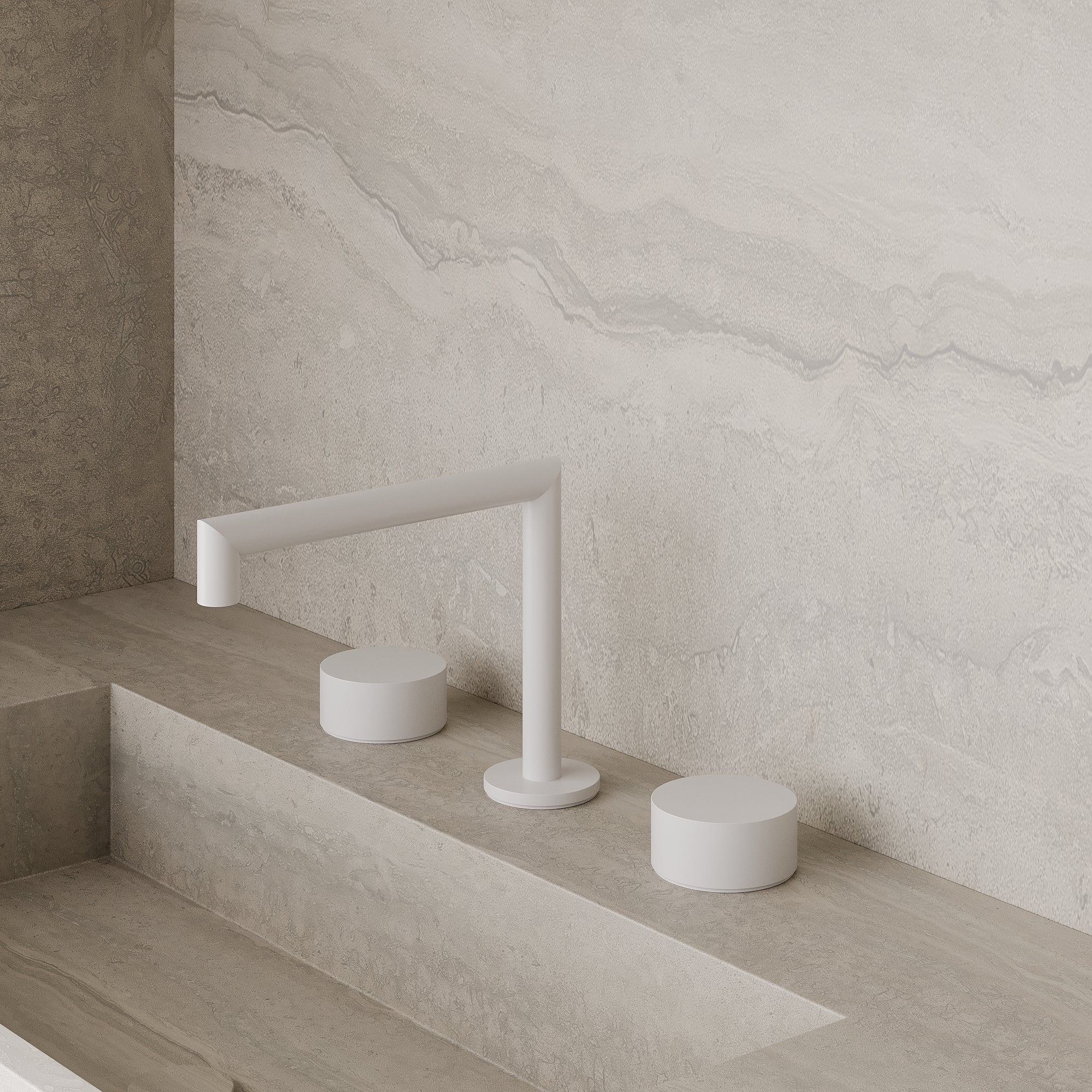 Modern Square Counter-Mounted Faucet with Knob-Style Controls