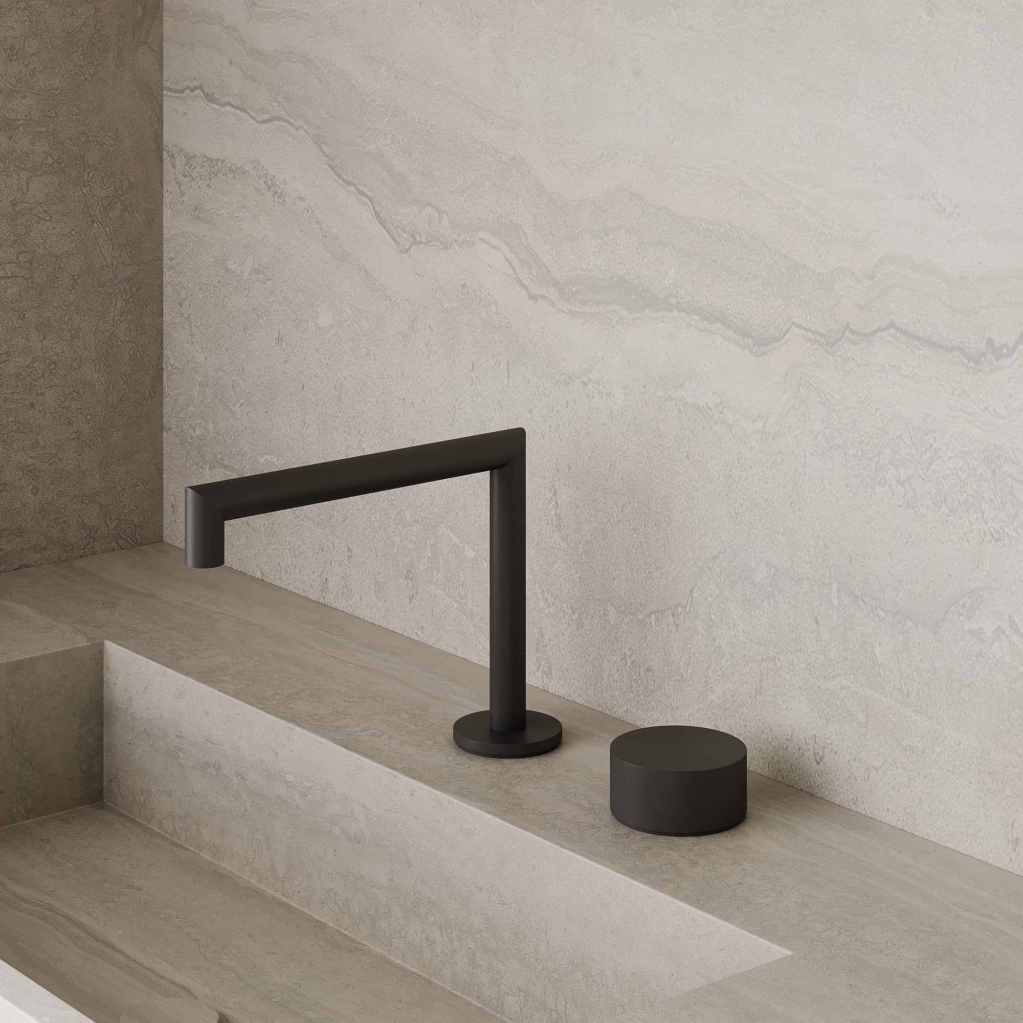 Modern Square Counter-Mounted Faucet with Knob-Style Controls