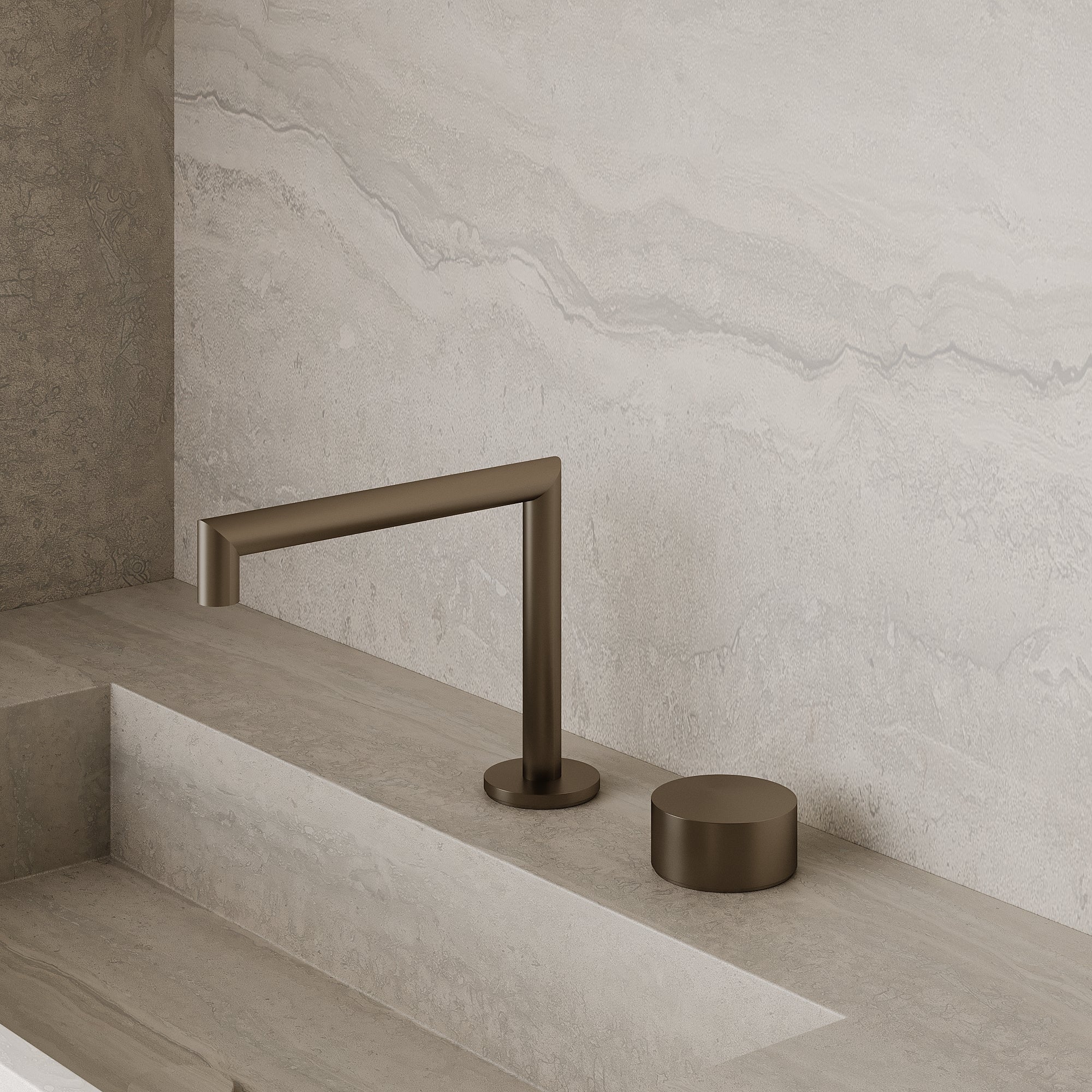 Modern Square Counter-Mounted Faucet with Knob-Style Controls
