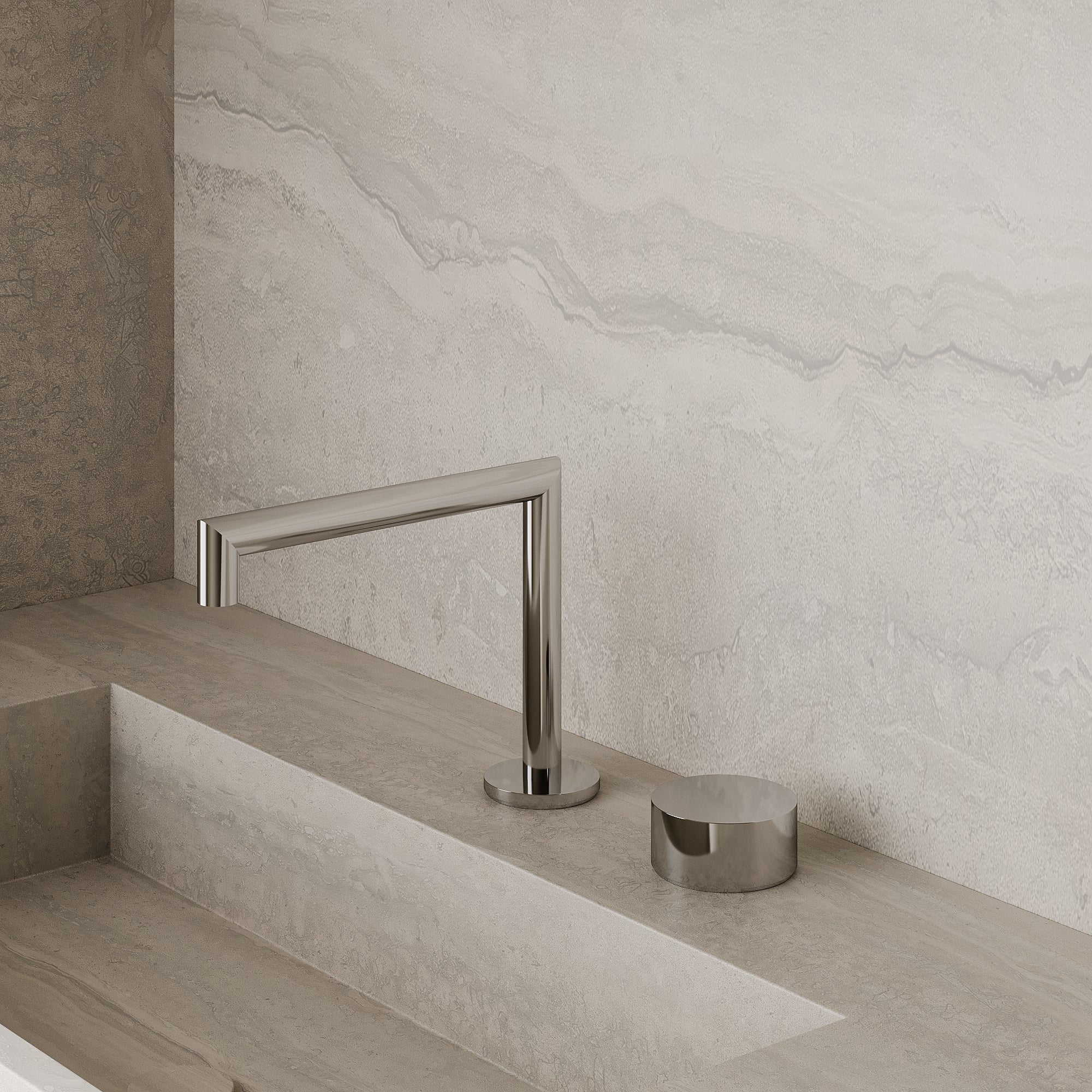 Modern Square Counter-Mounted Faucet with Knob-Style Controls