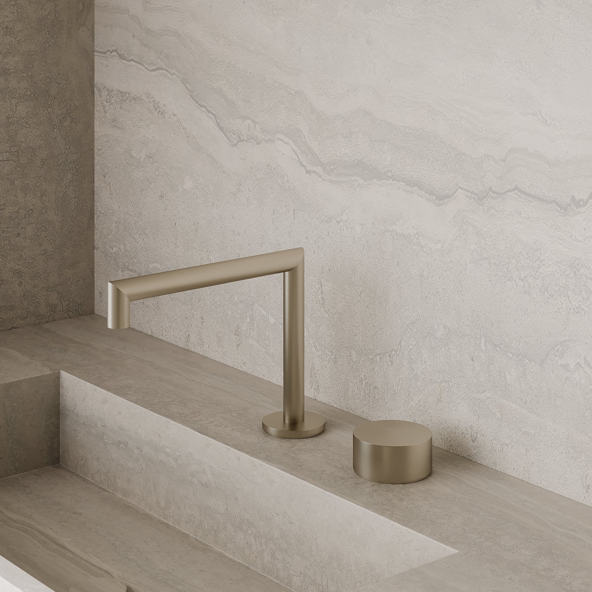 Modern Square Counter-Mounted Faucet with Knob-Style Controls