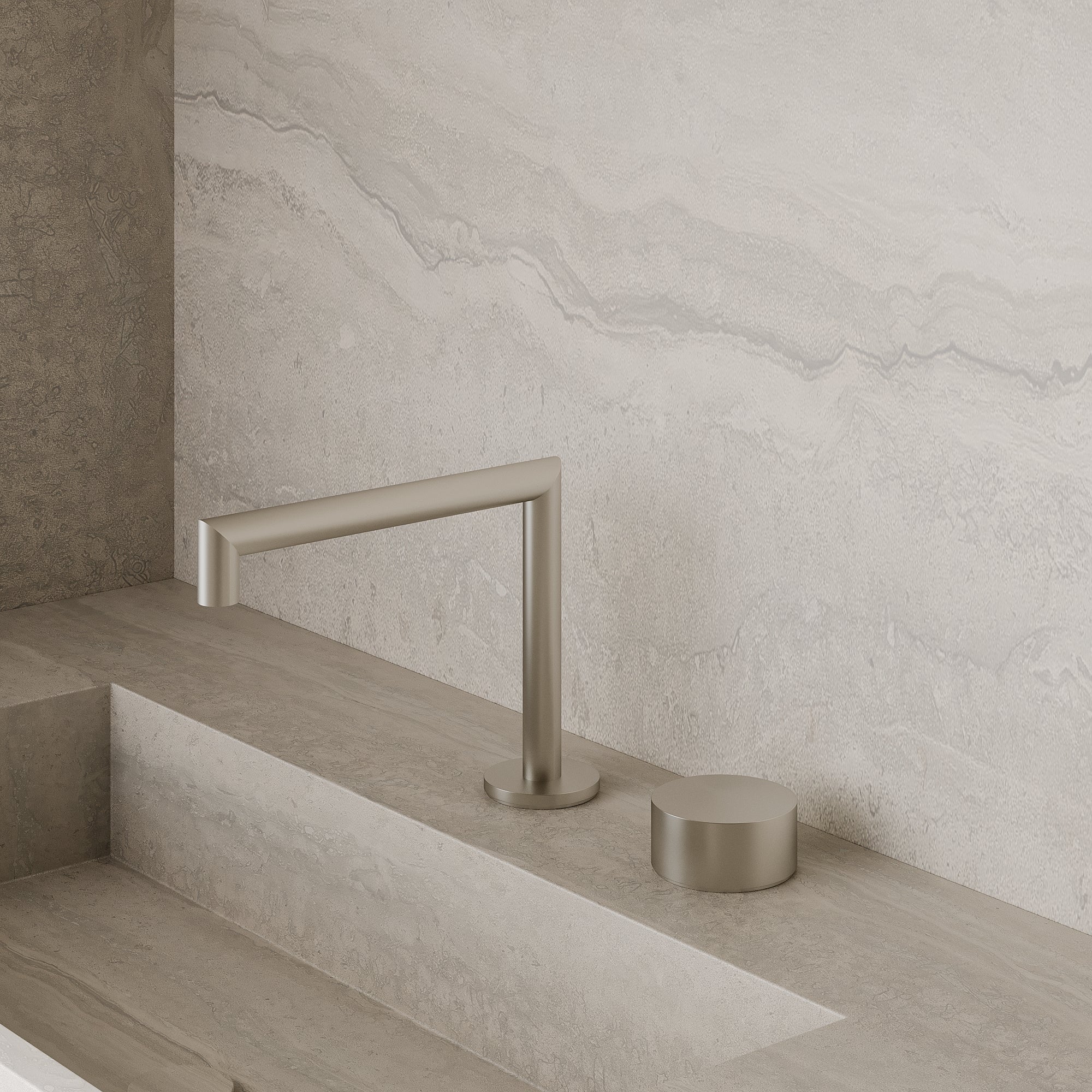 Modern Square Counter-Mounted Faucet with Knob-Style Controls