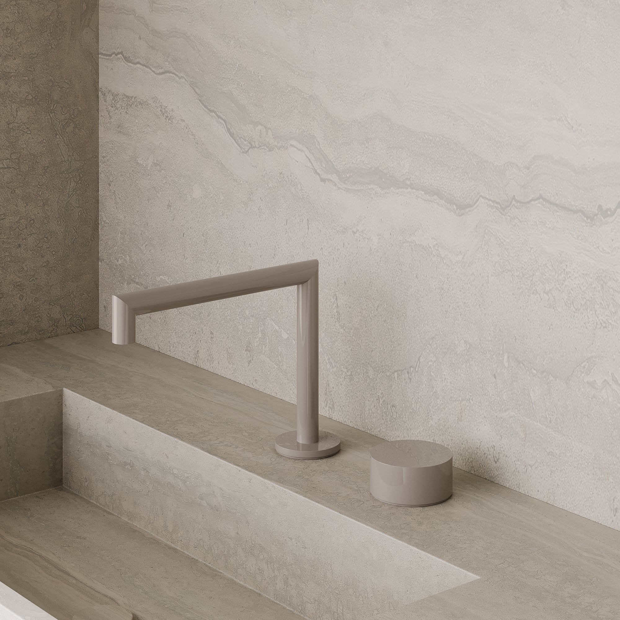 Modern Square Counter-Mounted Faucet with Knob-Style Controls