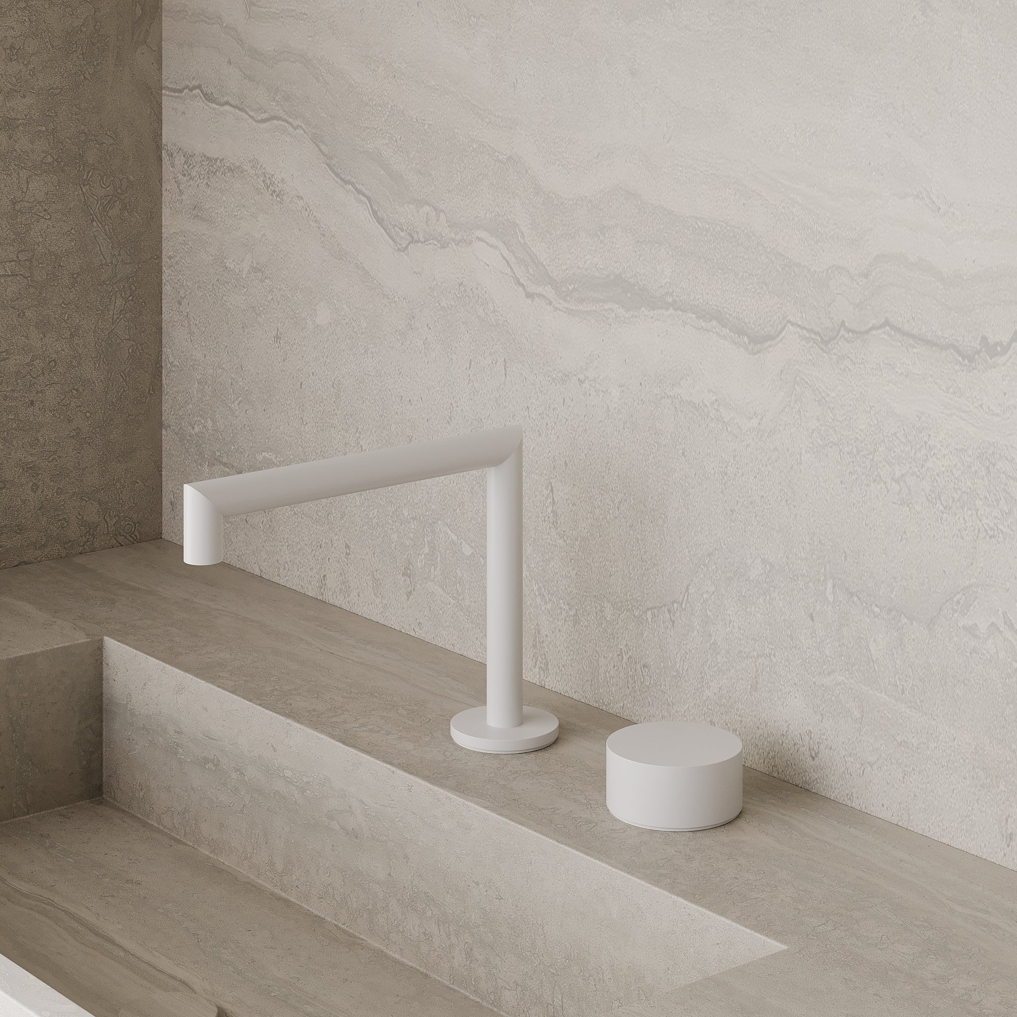 Modern Square Counter-Mounted Faucet with Knob-Style Controls