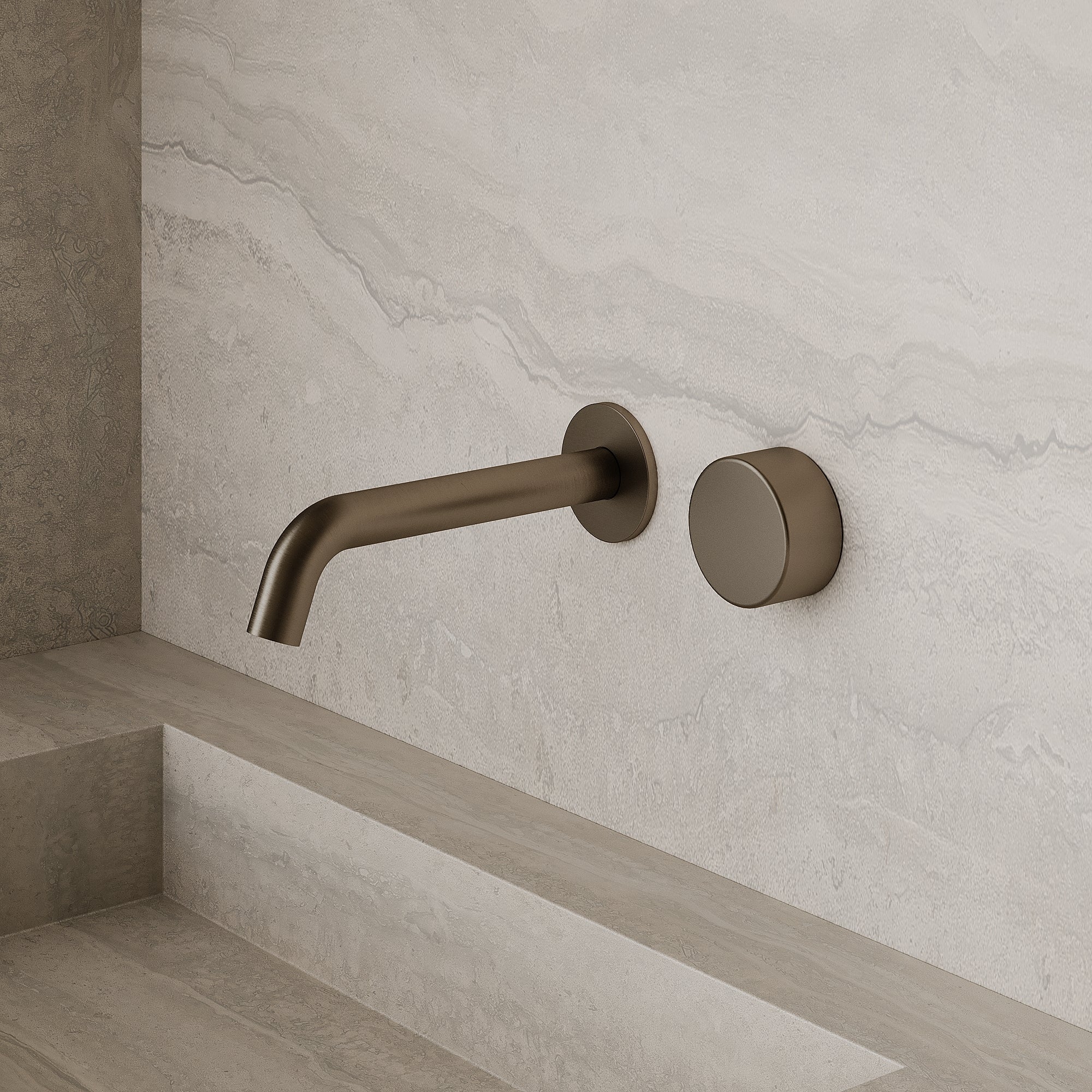 Modern Curved Wall-Mounted Faucet with Knob-Style Controls
