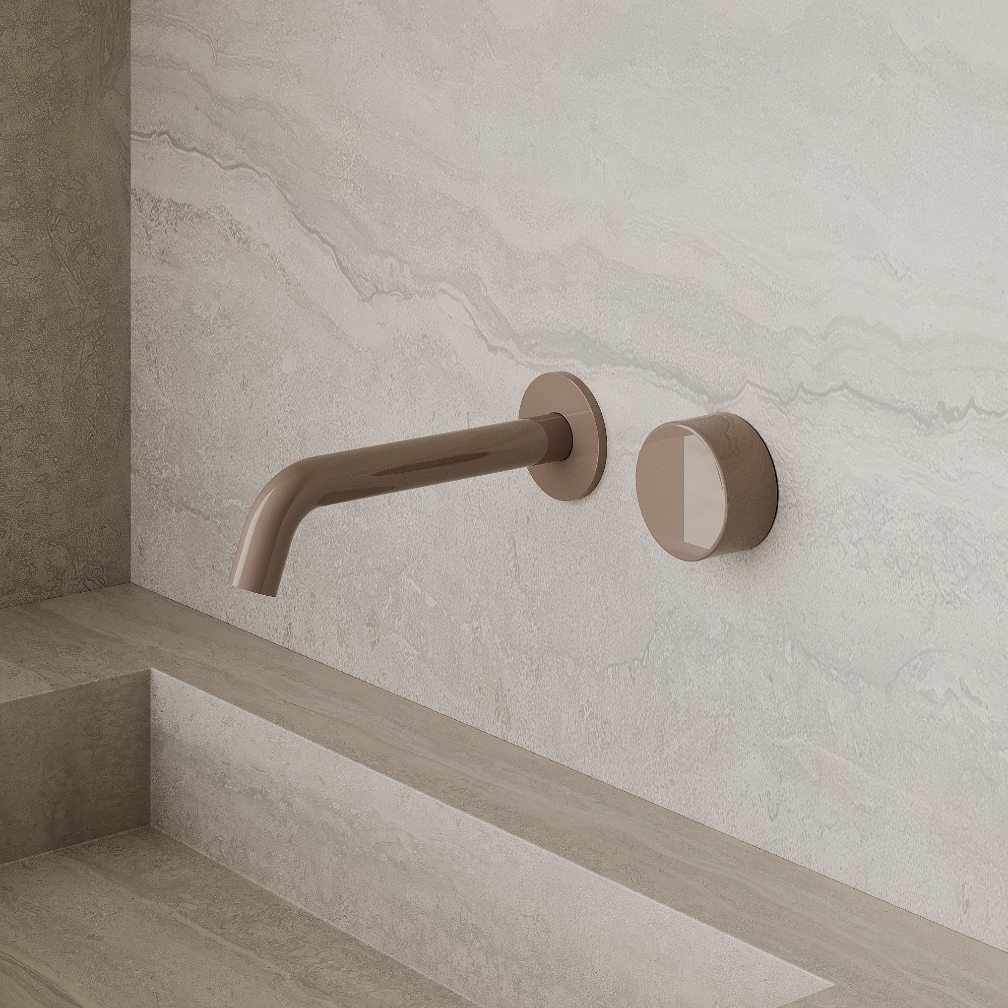Modern Curved Wall-Mounted Faucet with Knob-Style Controls